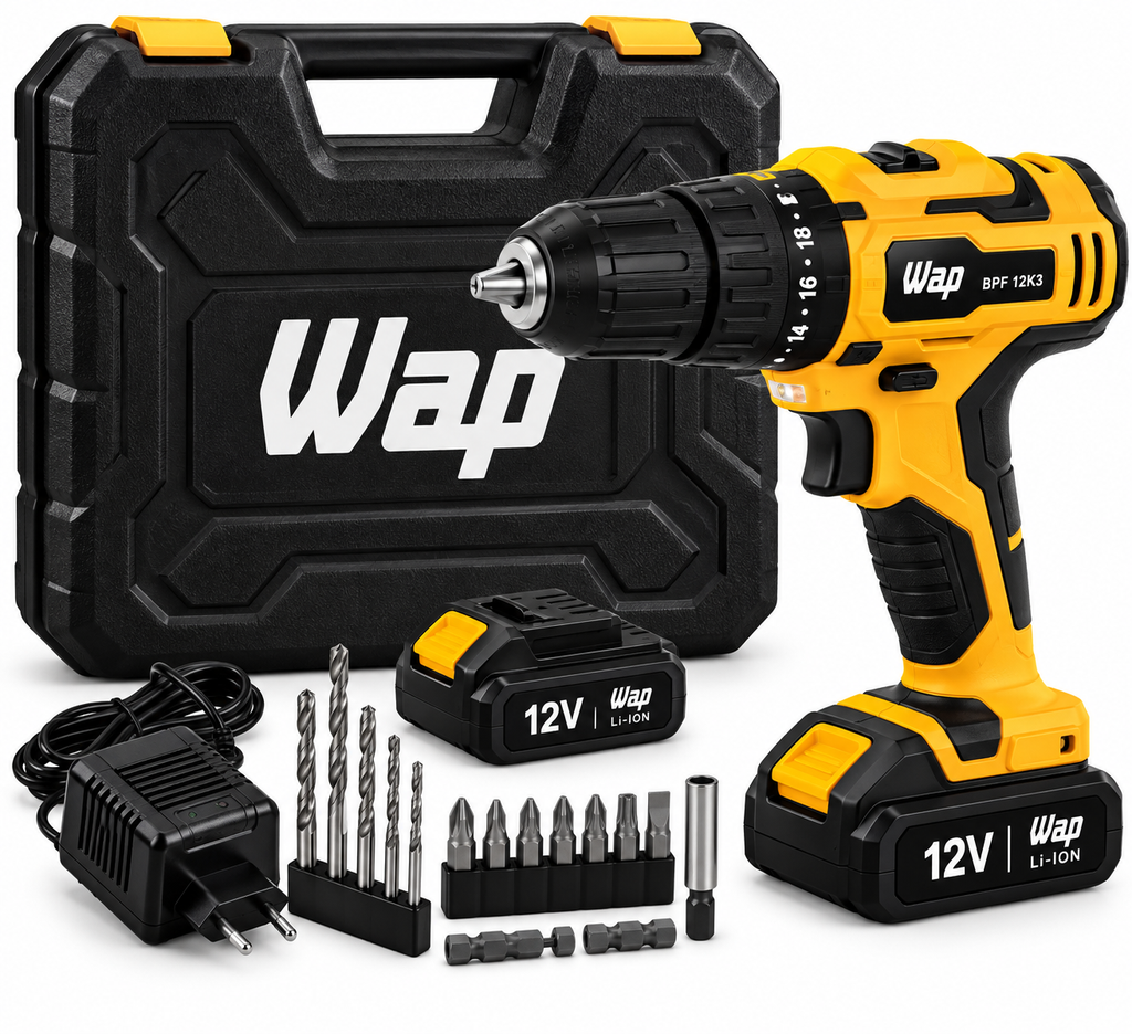 Parafusadeira e furadeira WAP BPF 12K3 12V com maleta e acessórios